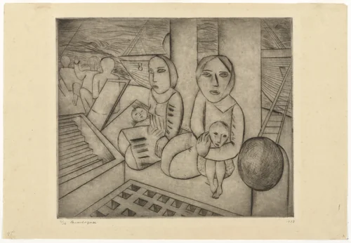 Group of Emigrants on Deck (Grupo de emigrantes no tombadilho) from the series Emigrants (Emigrantes) by Lasar Segall, print, 1928
