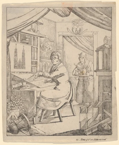 An Architect in His Studio by anonymous, print, 1790-1850