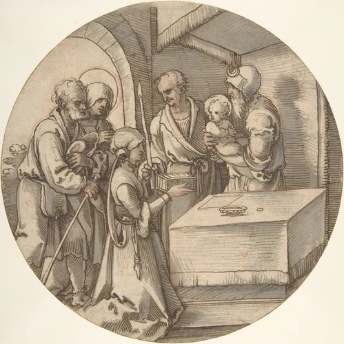 The Presentation of the Infant Jesus in the Temple by Sebald Beham, drawing, 1520-1550