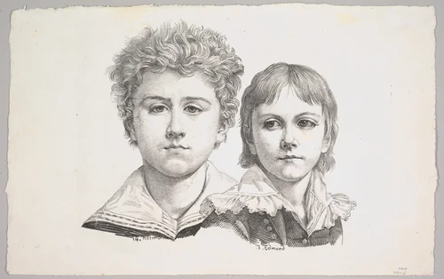 Portrait of the Rabe Children: Hermann, age 14 and Edmond, age 7 (recto); Proof before corrections of small faults in the images (verso) by Johann Gottfried Schadow, print, 1822