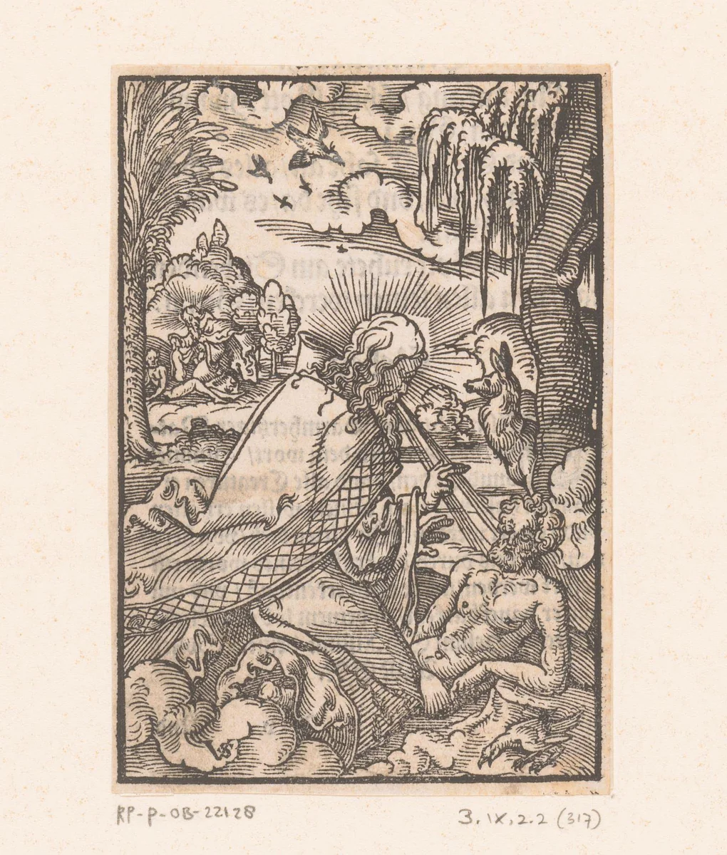 Schepping van Adam by Unknown, print, 1552