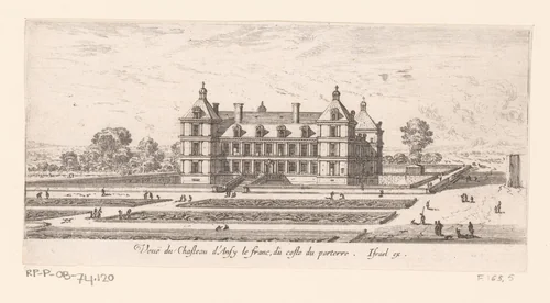 Gezicht op het kasteel van Annecy met tuinen ervoor by Israël Silvestre, print, 1631-1661