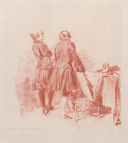The Print Enthusiast, after a drawing by Meissonier by Jules Ferdinand Jacquemart, print, 1877