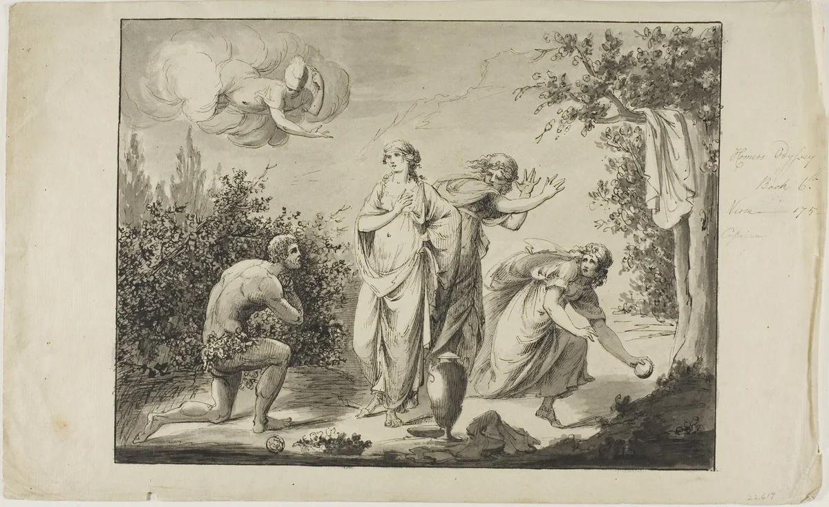 Ulysses and Nausicaa by Giovanni Battista Cipriani, drawing, 1747-1785