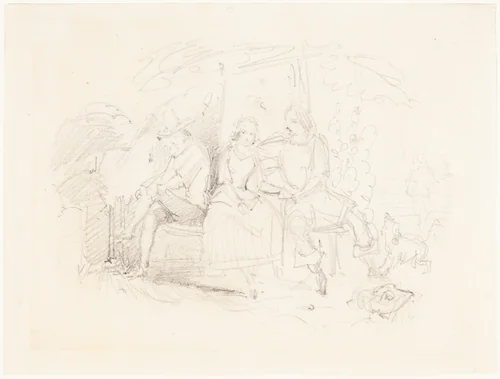 Lovers under a Tree by John Everett Millais, drawing, 1840