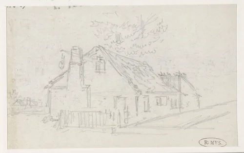 Huis met uithangbord by Georges Michel, drawing, 1773-1843