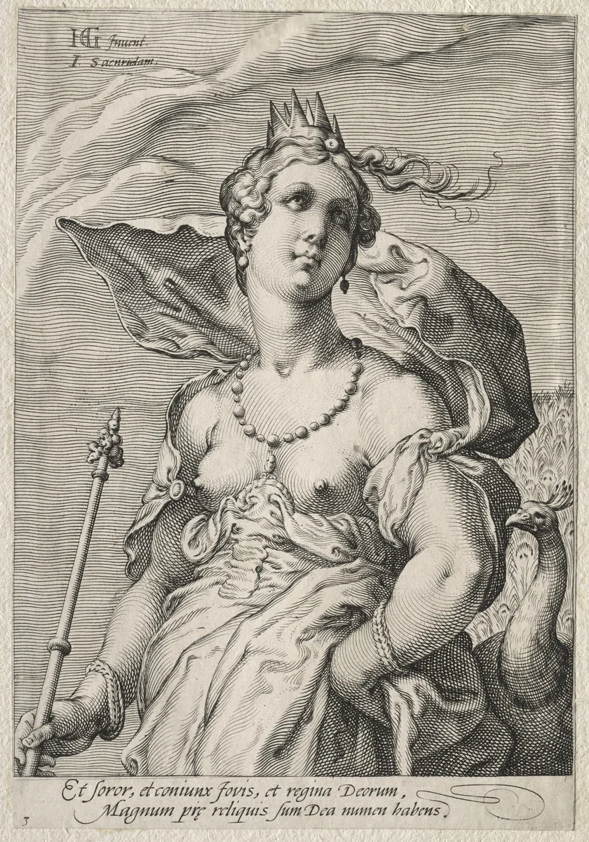 Juno by Jan Saenredam, print, 1590-1600