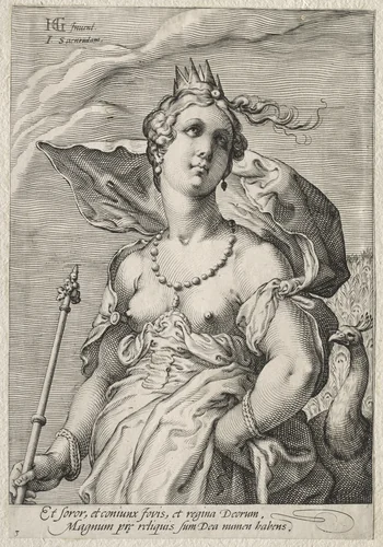 Juno by Jan Saenredam, print, 1590-1600