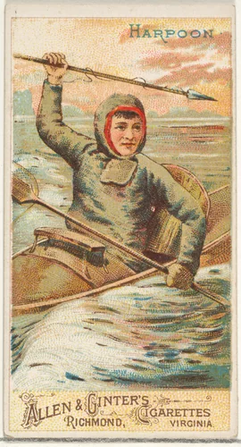 Harpoon, from the Arms of All Nations series (N3) for Allen & Ginter Cigarettes Brands by Allen & Ginter, print, 1887