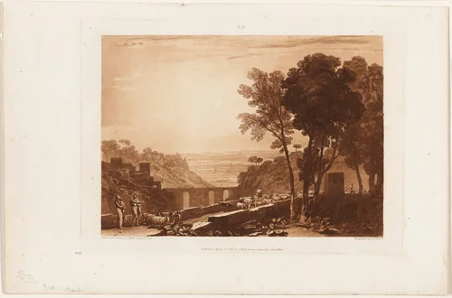 The Bridge and Goats, plate 43 from Liber Studiorum by Joseph Mallord William Turner, print, 1812