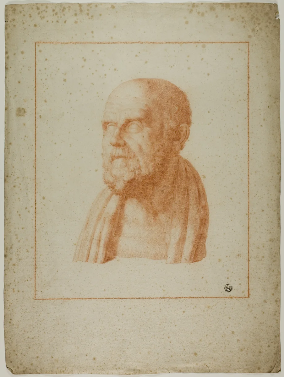 Ancient Bust of Bearded Man by Unknown Artist, drawing, 1700-1799
