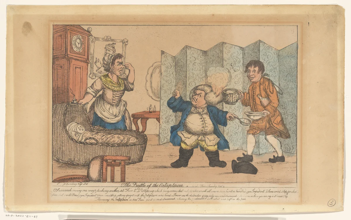 De strijd om het kataplasma by anonymous, print, 1759-1767