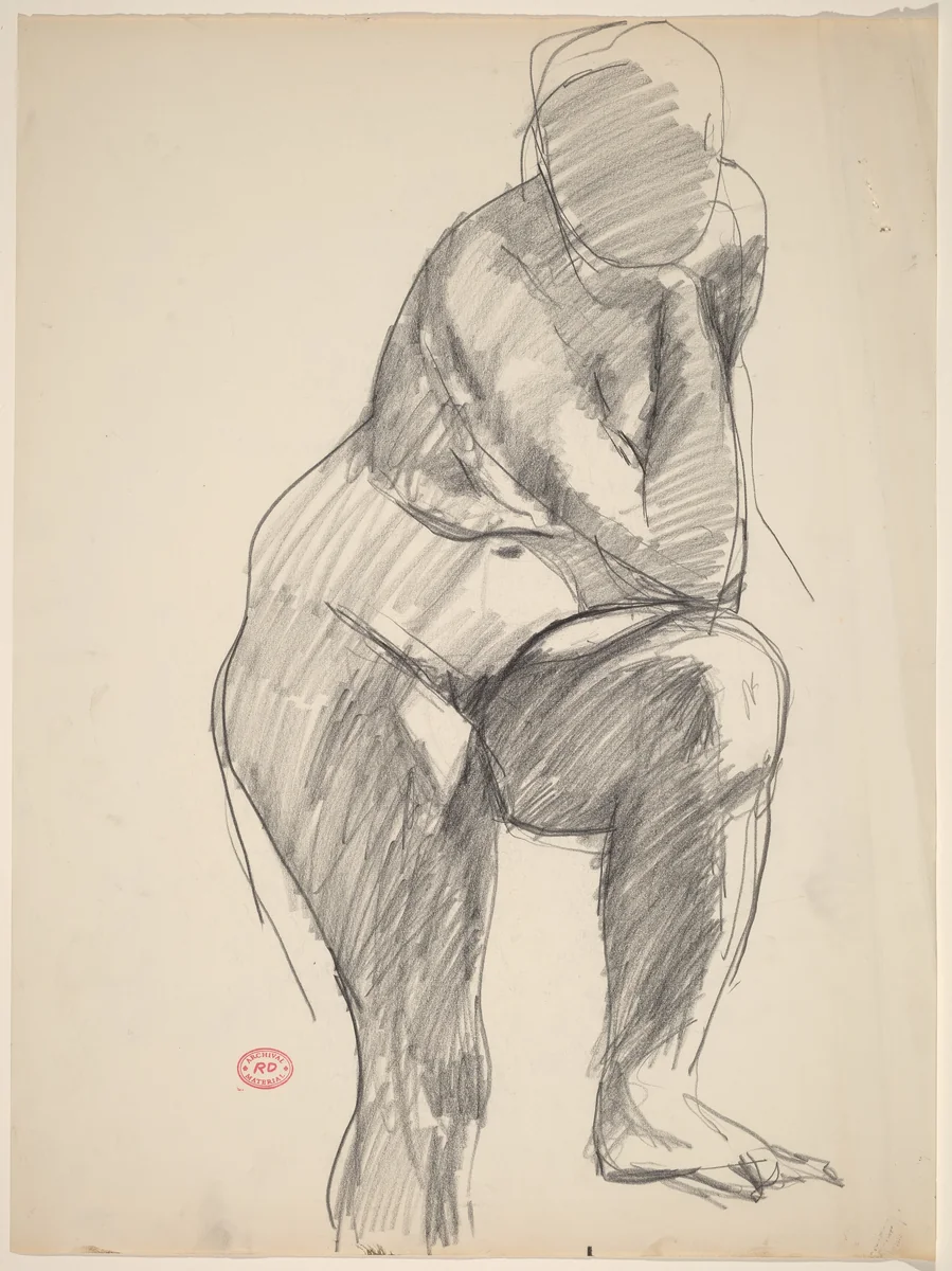 Untitled [standing nude with her left foot on a support] by Richard Diebenkorn, drawing, 1955-1967