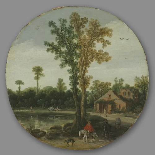 Travelers by a Lake by Esaias van de Velde, painting, 1625