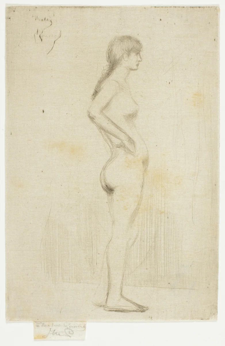 Study from the Nude of a Girl Standing by Theodore Roussel, print, 1890