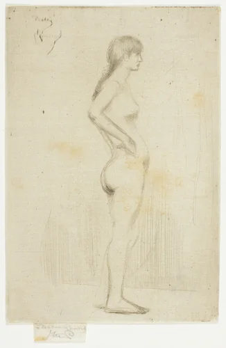 Study from the Nude of a Girl Standing by Theodore Roussel, print, 1890