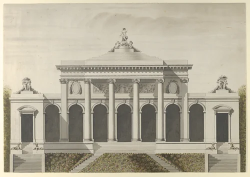 Elevation for the Garden-Front of the Hotel de Brunoy, Faubourg St. Honoré, Paris by Etienne Louis Boullée, drawing, 1779