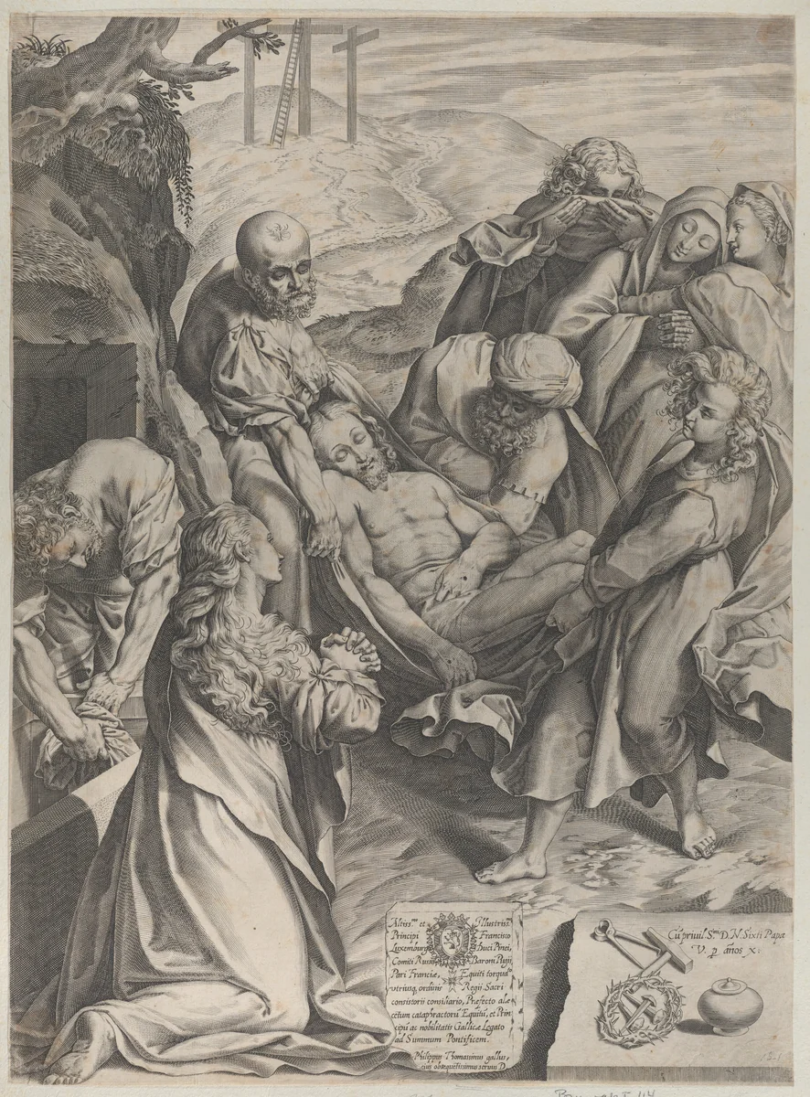 The Entombment by Philippe Thomassin, print, 1589