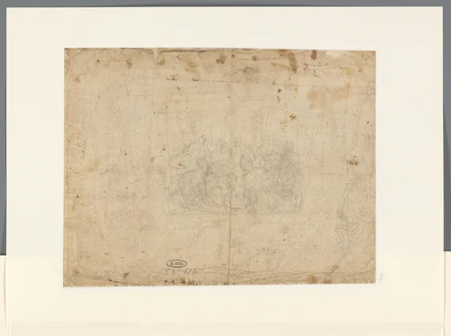Schets voor een Laatste Avondmaal en profiel van een man by Unknown, drawing, 1545-1574