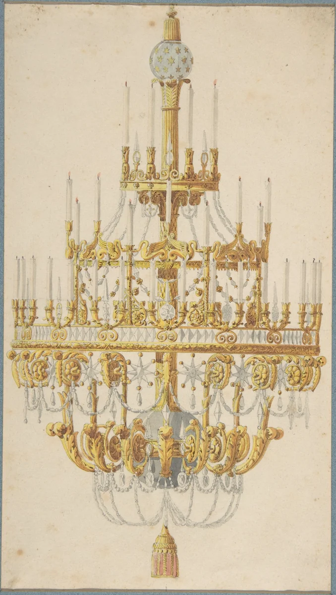 Design for Chandelier by anonymous, drawing, 1700-1799
