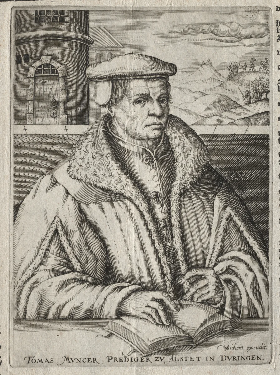 Portrait of Thomas Münzer by Christoffel van Sichem, print, 1609