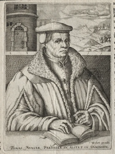 Portrait of Thomas Münzer by Christoffel van Sichem, print, 1609