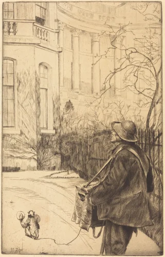 Le joueur d'orgue (The Organ Grinder) by James Jacques Joseph Tissot, print, 1878