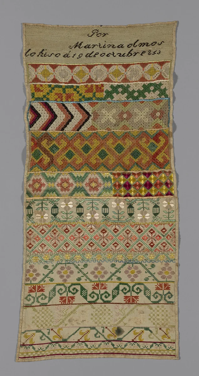 Sampler by Mexico, textile, 1800-1900