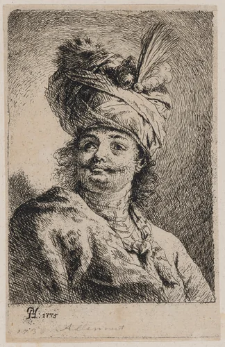 Oriental with a Turban, Three-Quarter View by Paul Haubenstricker, print, 1775