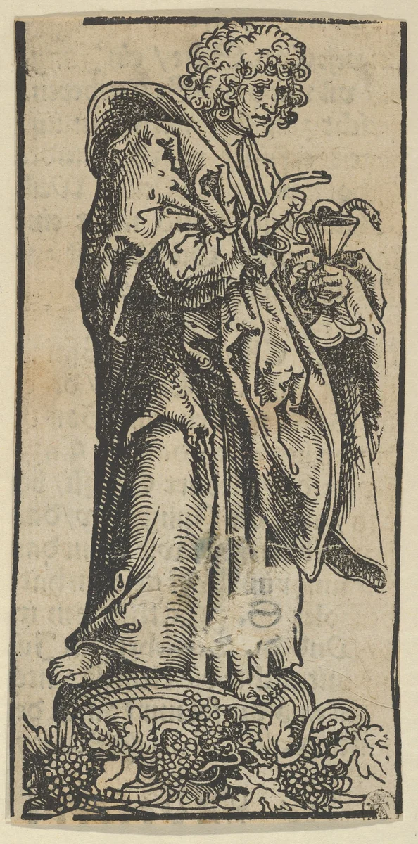Silver Statuette of St. John, from the "Wittenberg Reliquaries" by Lucas Cranach, print, 1472-1553