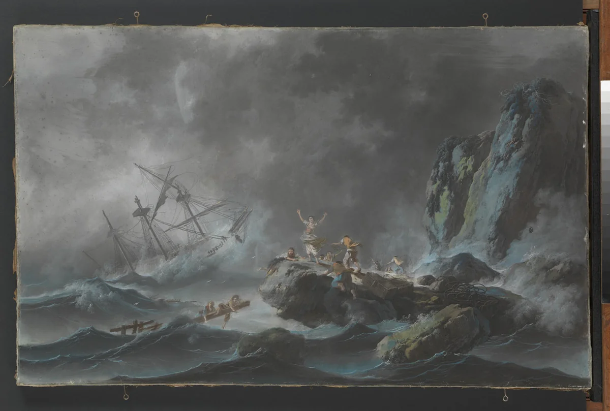 A Shipwreck in a Storm by Jean Pillement, drawing, 1782