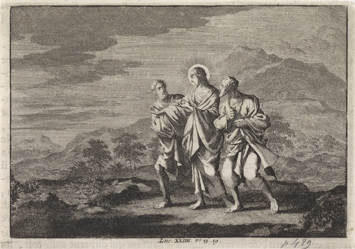 Emmaüsgangers by Jan Luyken, print, 1703-1762