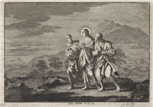 Emmaüsgangers by Jan Luyken, print, 1703-1762