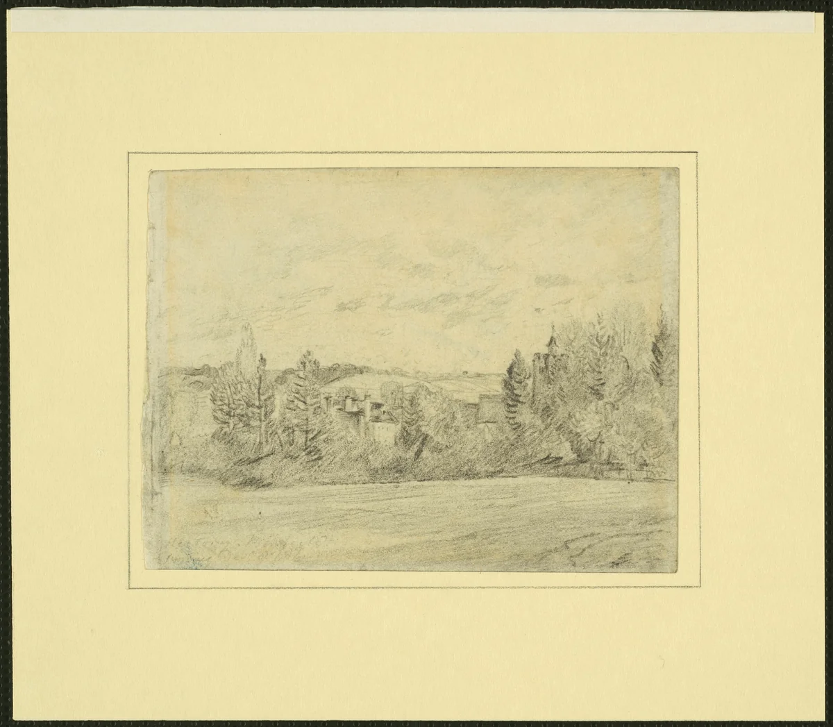 Binfield Rectory and Church, Berkshire by John Constable, drawing, 1816