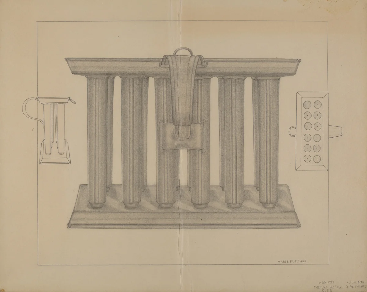 Candle Mold by Marie Famularo, index of american design, 1937
