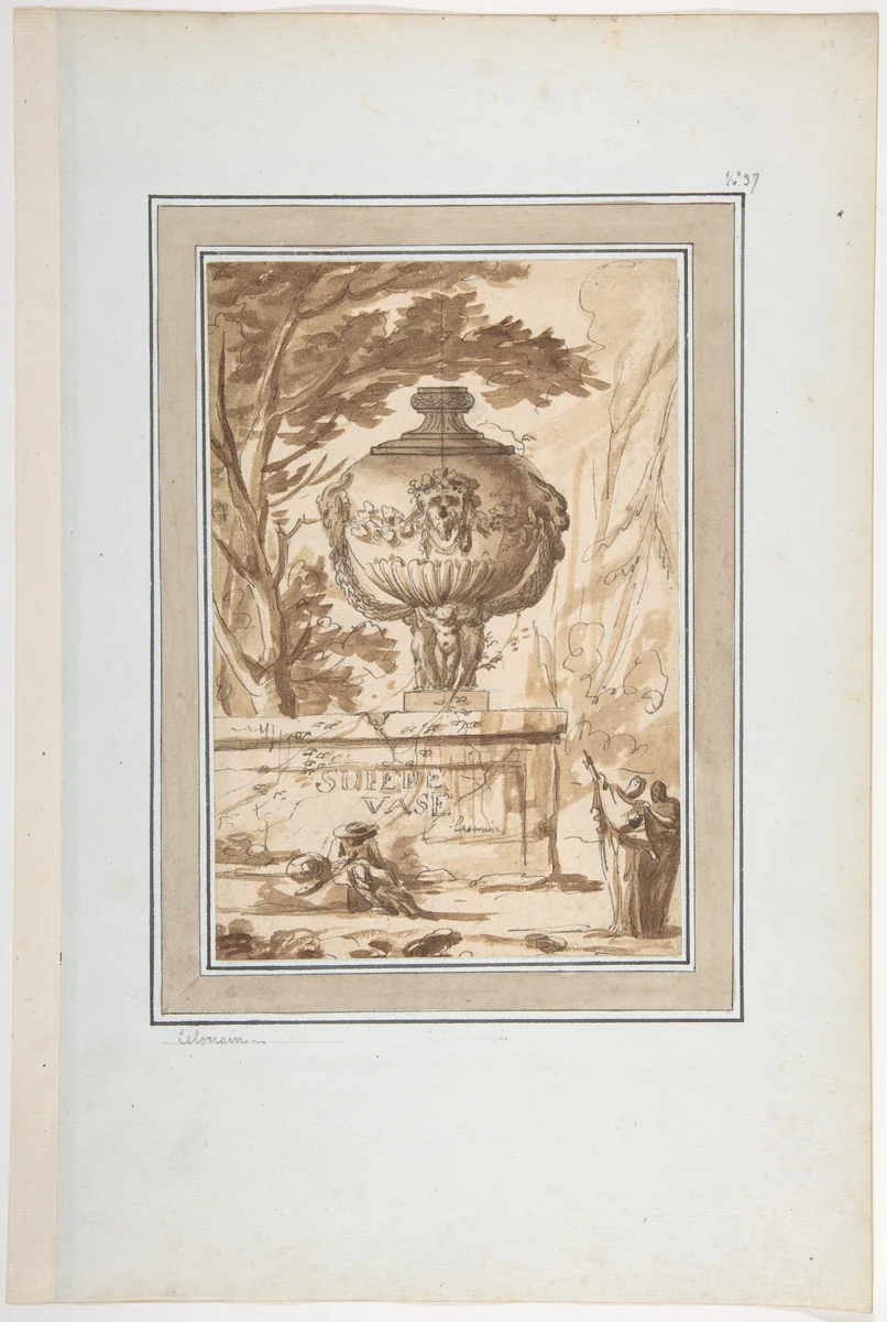 Frontispiece for a Suite of Vase Designs by Louis Joseph le Lorrain, drawing, 1730-1759