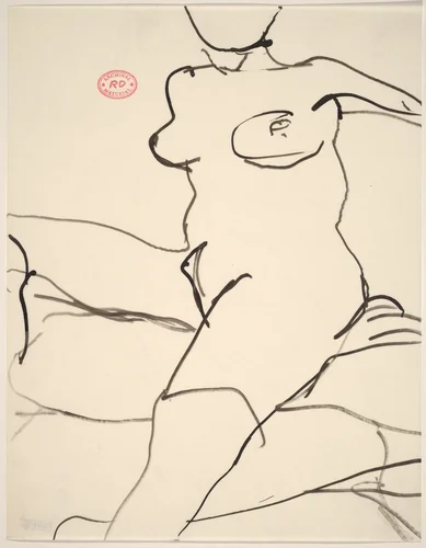 Untitled [female nude seated on cushions] by Richard Diebenkorn, drawing, 1955-1967