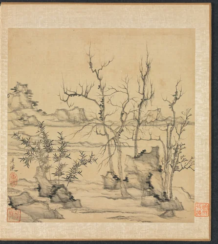 Paintings after Ancient Masters: Landscape in the Style of Ni Zan by Chen Hongshou, painting, 1598-1652