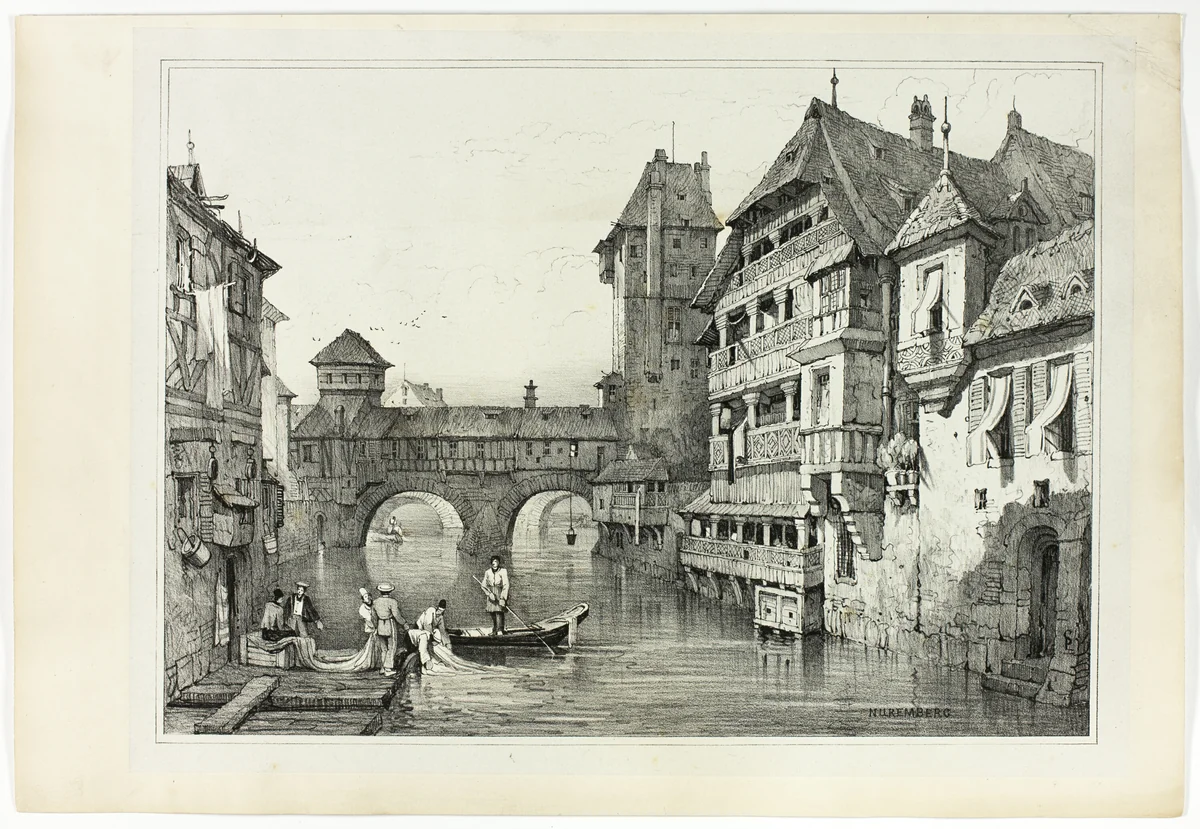 Nuremberg, from Facsimiles of Sketches made in Flanders and Germany by Samuel Prout, print, 1833