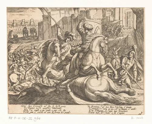 Illustratie bij Canto XIX van Tasso's 'Gerusalemme Liberata' by Antonio Tempesta, print, 1565-1630