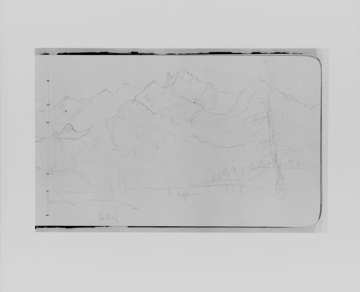 Mountain Landscape Near Canmore (from Sketchbook) by Albert Bierstadt, artwork, 1890