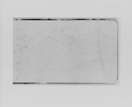 Mountain Landscape Near Canmore (from Sketchbook) by Albert Bierstadt, artwork, 1890