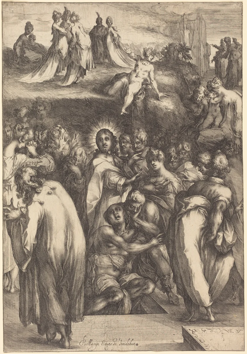 The Raising of Lazarus by Jacques Bellange, print, 1594-1616