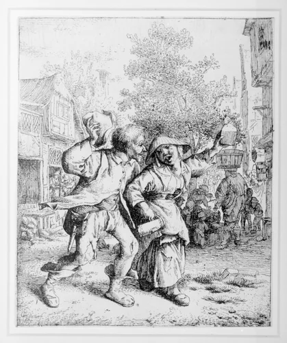 The Drunken Couple by Cornelis Dusart, print, 1685