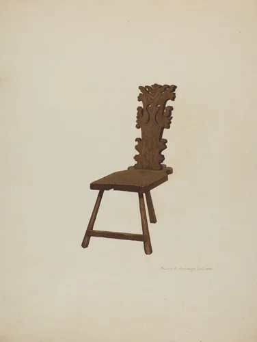 Three Legged Chair by Francis Jennings, index of american design, 1935-1942