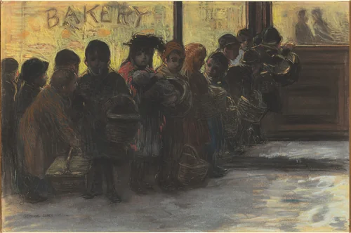 Breadline by George Luks, drawing, 1900