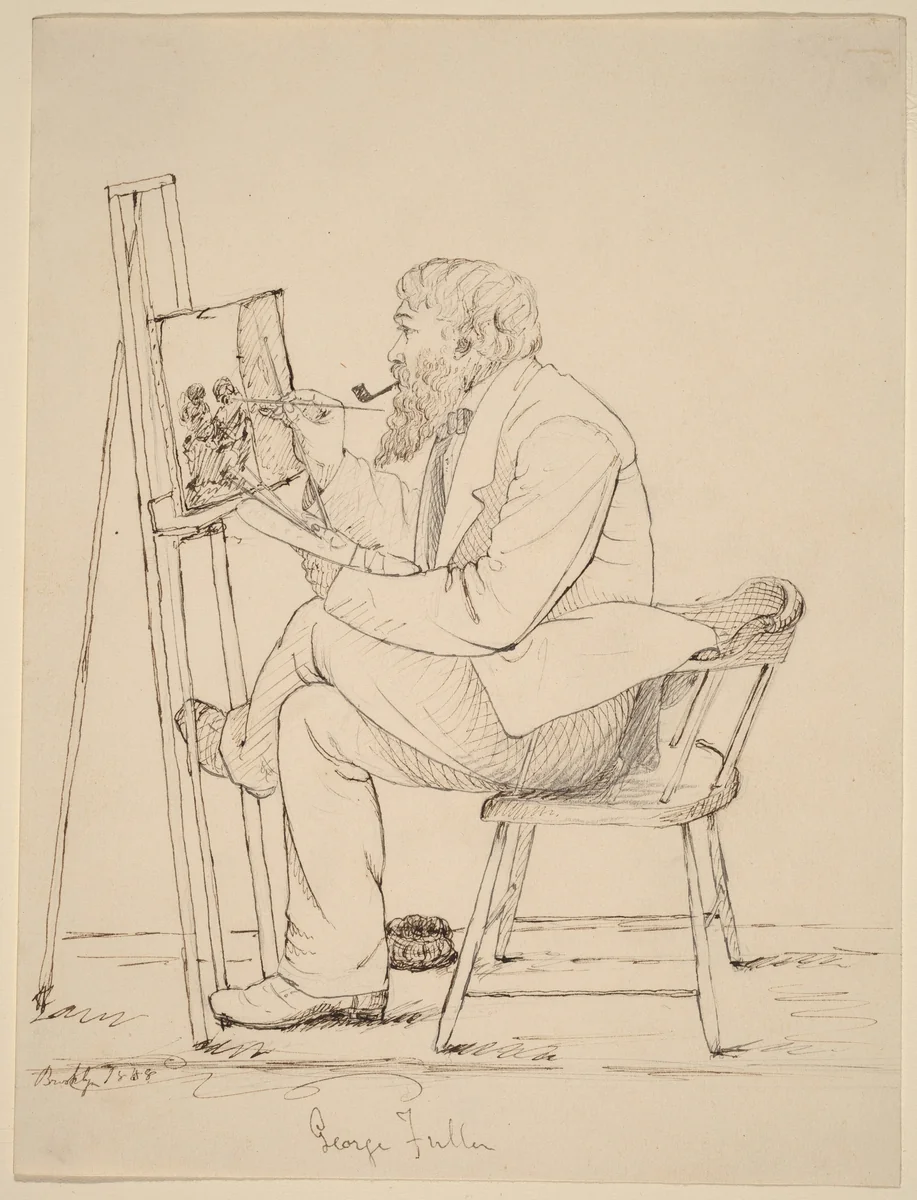 Sketching - George Fuller by John Quincy Adams Ward, drawing, 1858