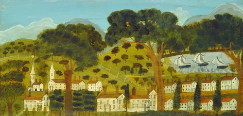 New England Village by American 19th Century, painting, 1800-1849