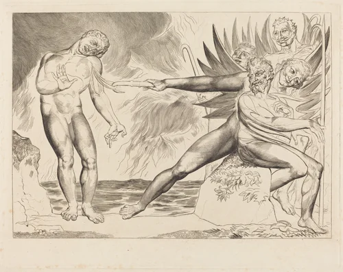 The Circle of the Corrupt Officials; the Devils Tormenting Ciampolo by William Blake, print, 1827