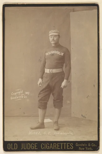 Hines, Center Field, Indianapolis, from the series Old Judge Cigarettes by Goodwin & Company, photograph, 1887